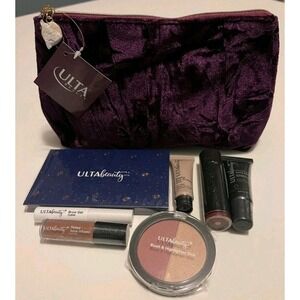 NEW Ulta 8 pc.‎ Cosmetics Purple Velvet Beauty Bag Gift Set